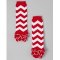 Red and White Zigzag Ruffle Leg Warmers